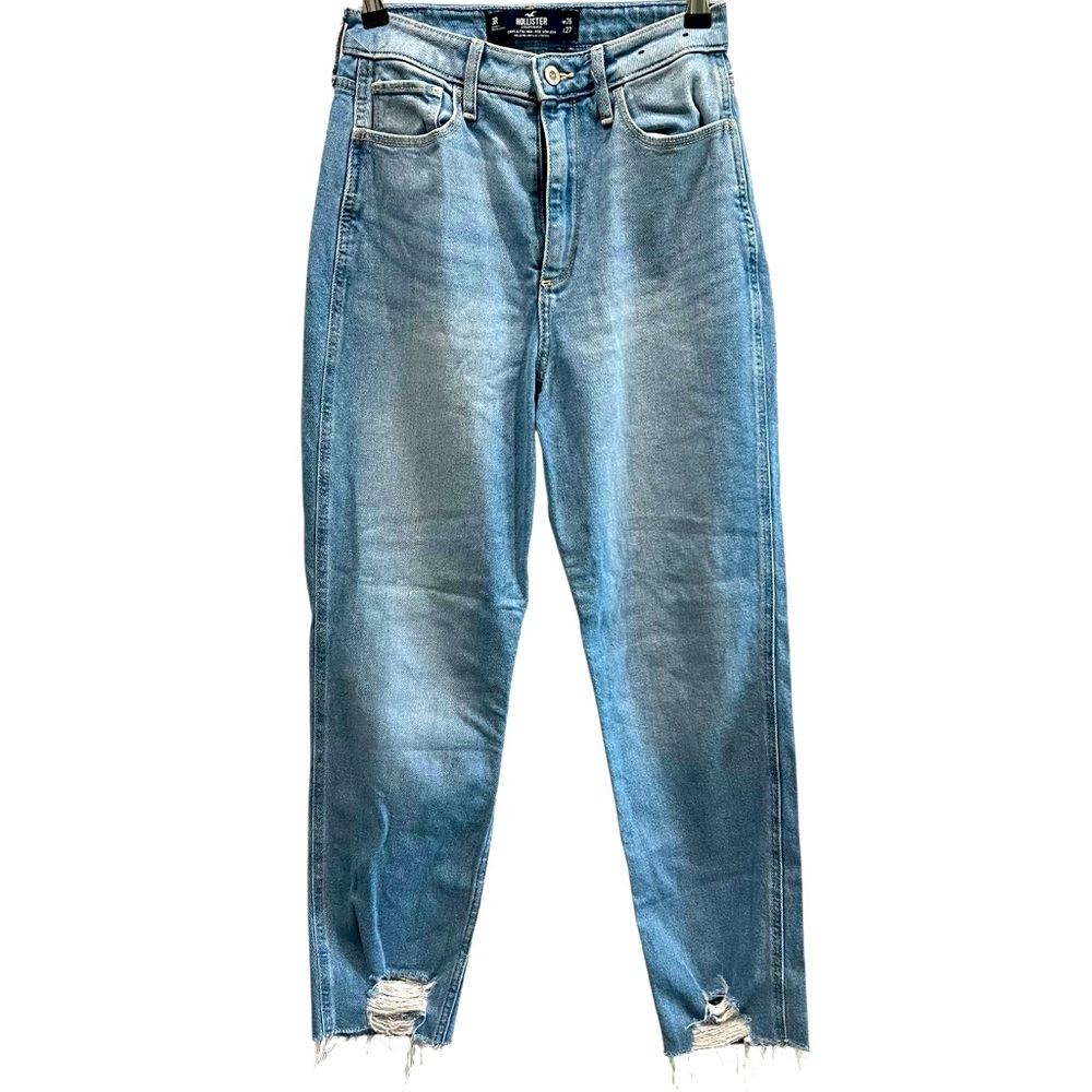 Hollister Curvy Ultra High Rise Mom Jeans | Light Wash Distressed | Juniors 3R